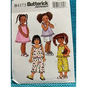 Butterick 4173 pattern toddler girls dress  top shorts pants size 1 2 3